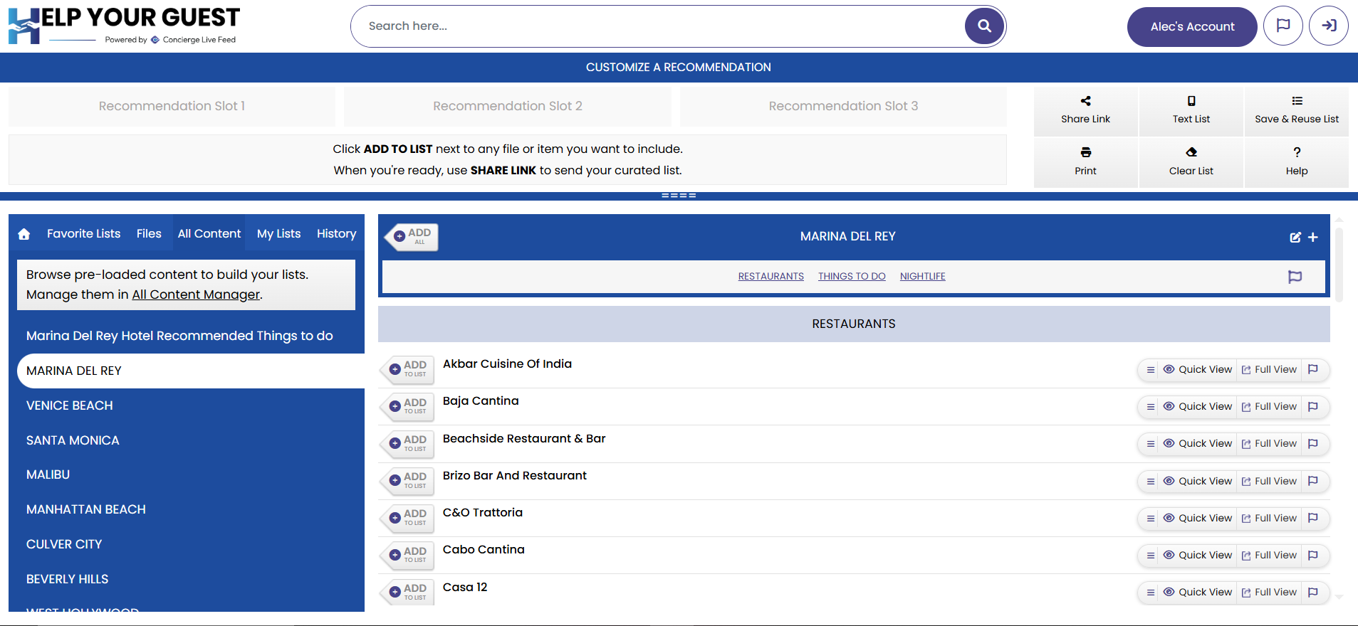Hospitality Concierge SaaS interface preview